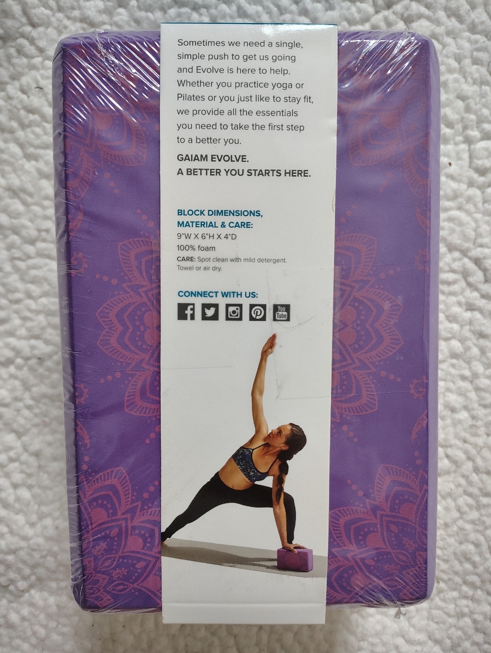 *NWT* Gaiam Evolve Purple Foam Yoga Block Mandala Design - Picture 2 of 4